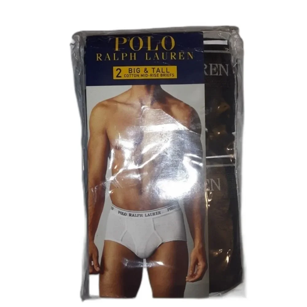 Polo Ralph Lauren 2-Pack Black Mid Rise Cotton Size 54 Waist Briefs